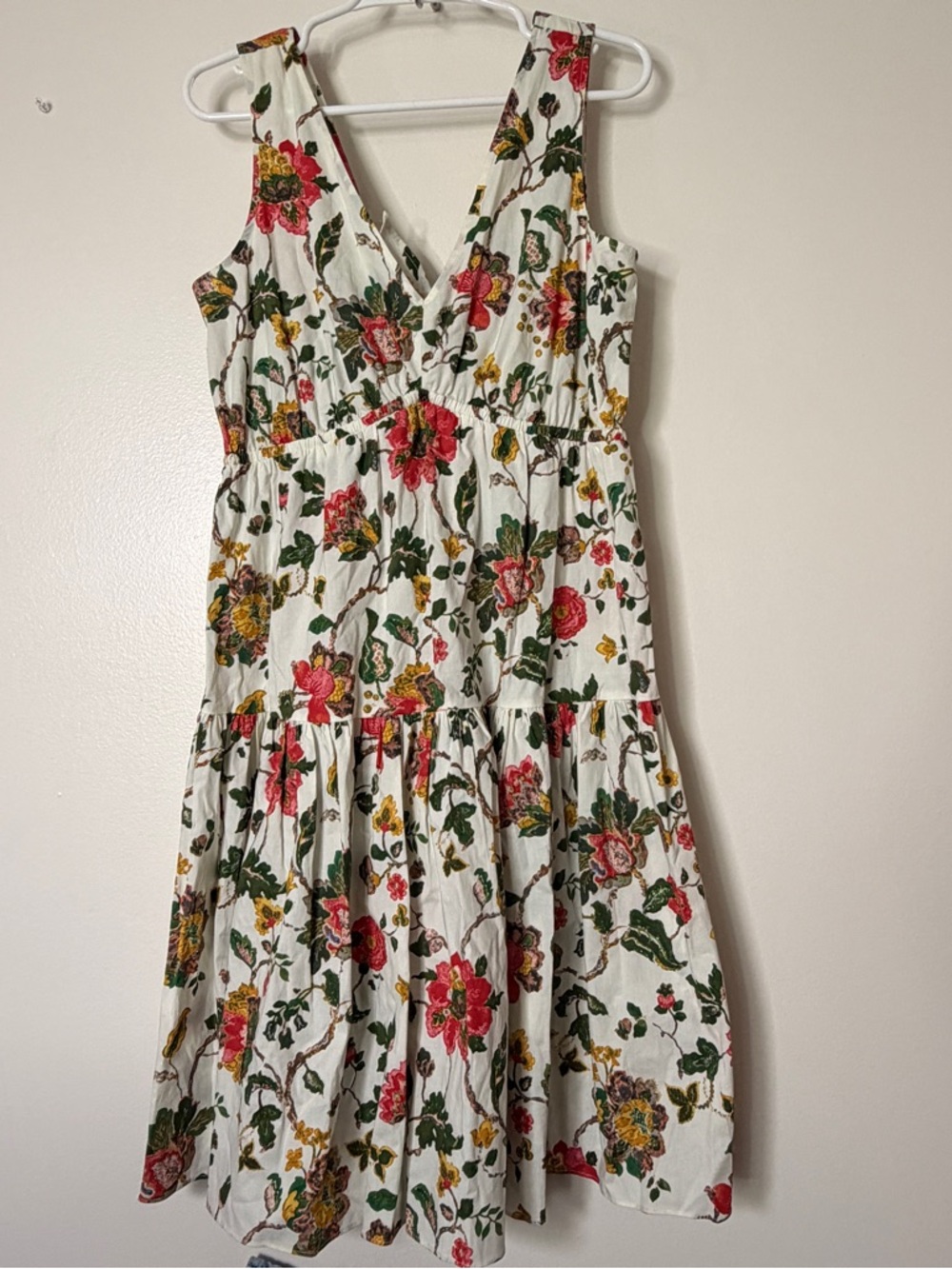 Maison Tara Cream Floral Dress with Pink & Yellow Accents